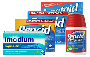 Pepcid, Imodium, and Lactaid Products for Digestive Relief