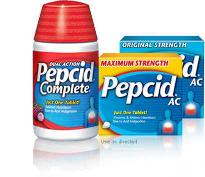 Pepcid Complete, Pepcid AC Maximum Strength and Pepcid AC Original Strength